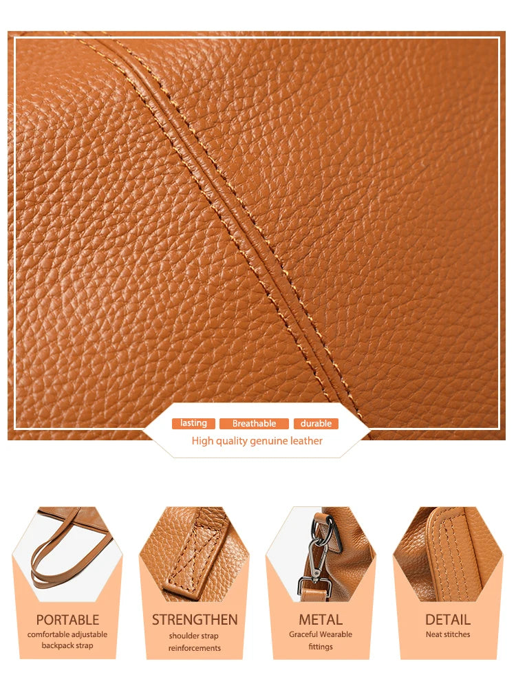 Zency Genuine Leather Women Winter Large Shoulder Bag Laptop Handbag