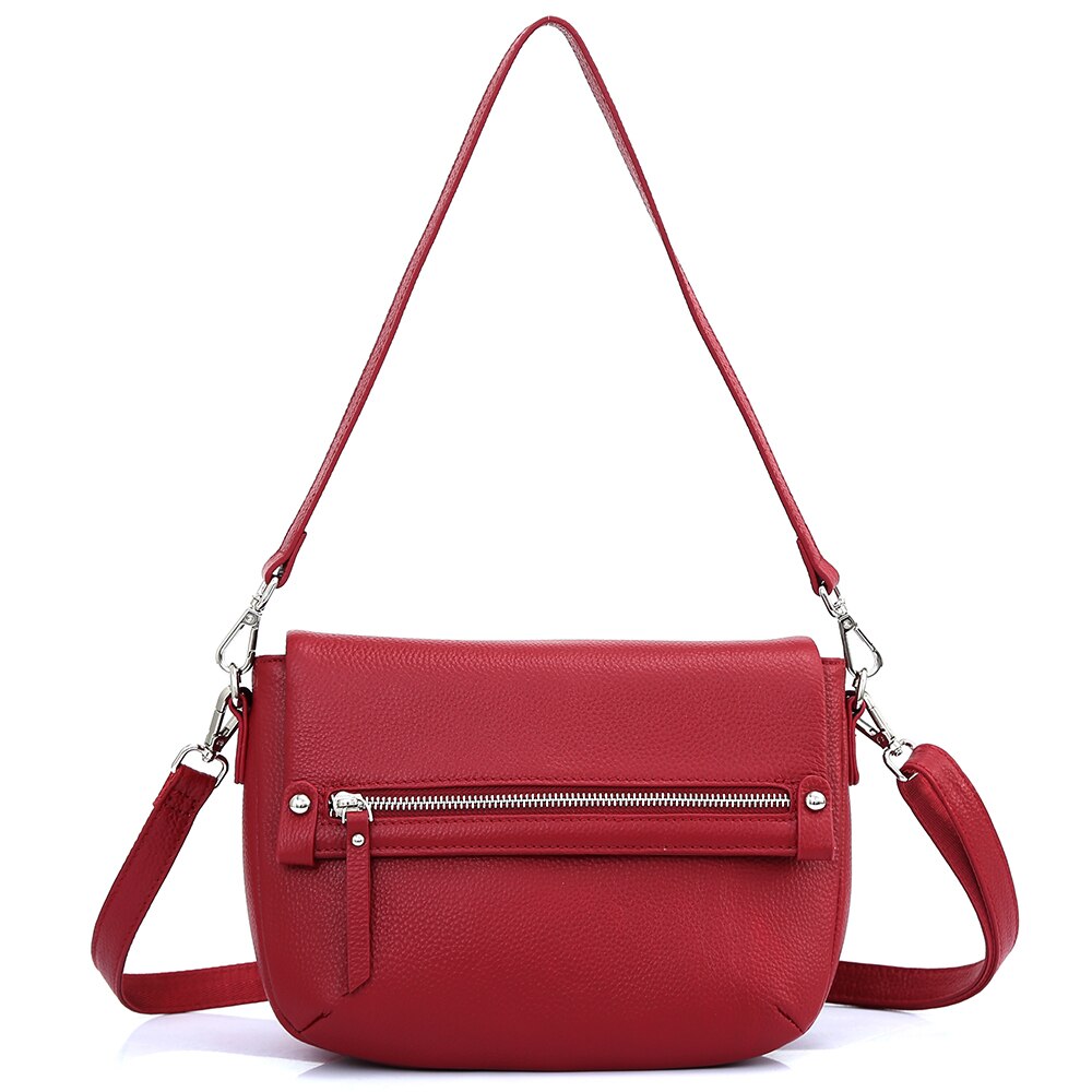 Zency Genuine Leather Shoulder Bag For Women Simple Vintage Casual Crossbody Small Handbag Classic Lady Tote Messenger Bag