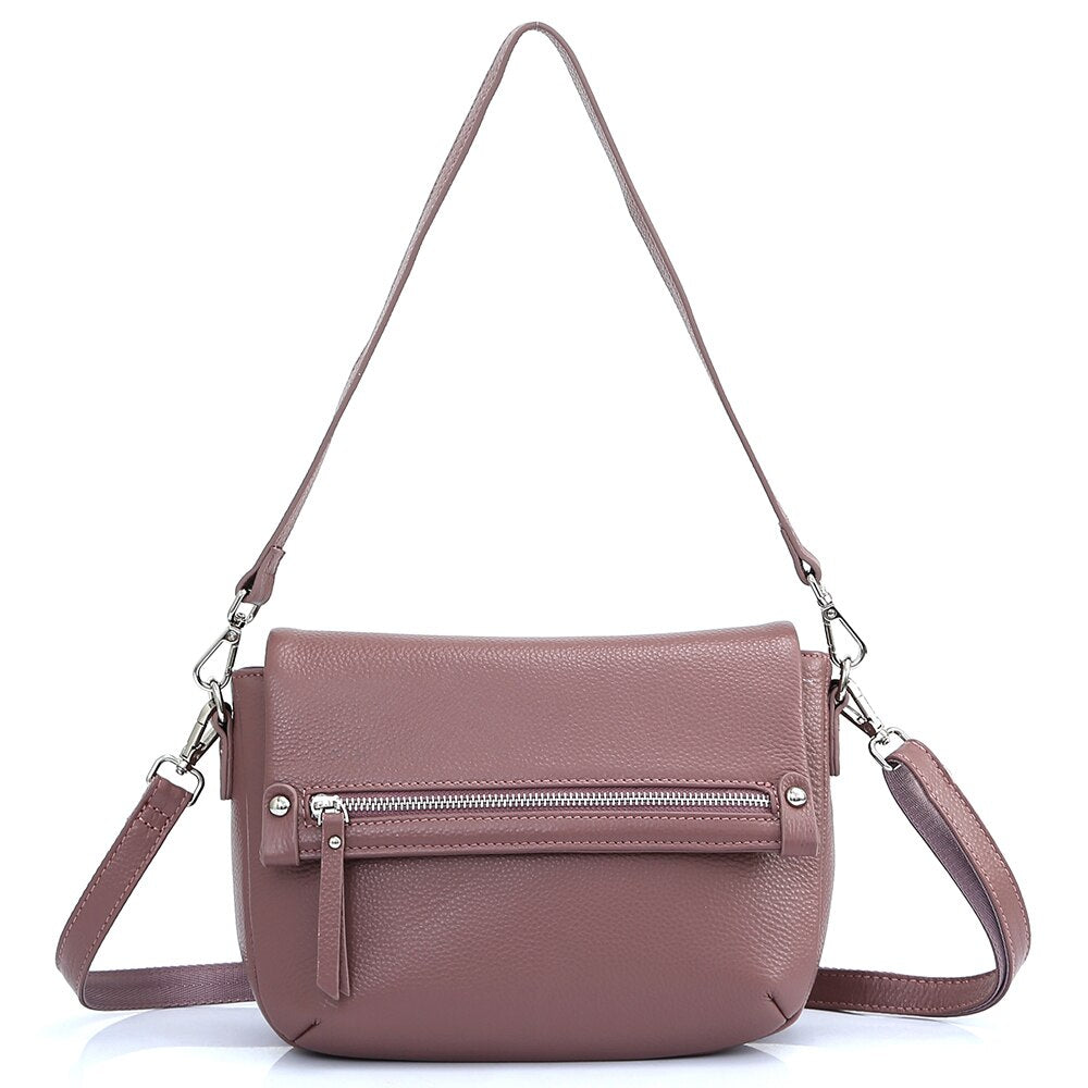 Zency Genuine Leather Shoulder Bag For Women Simple Vintage Casual Crossbody Small Handbag Classic Lady Tote Messenger Bag