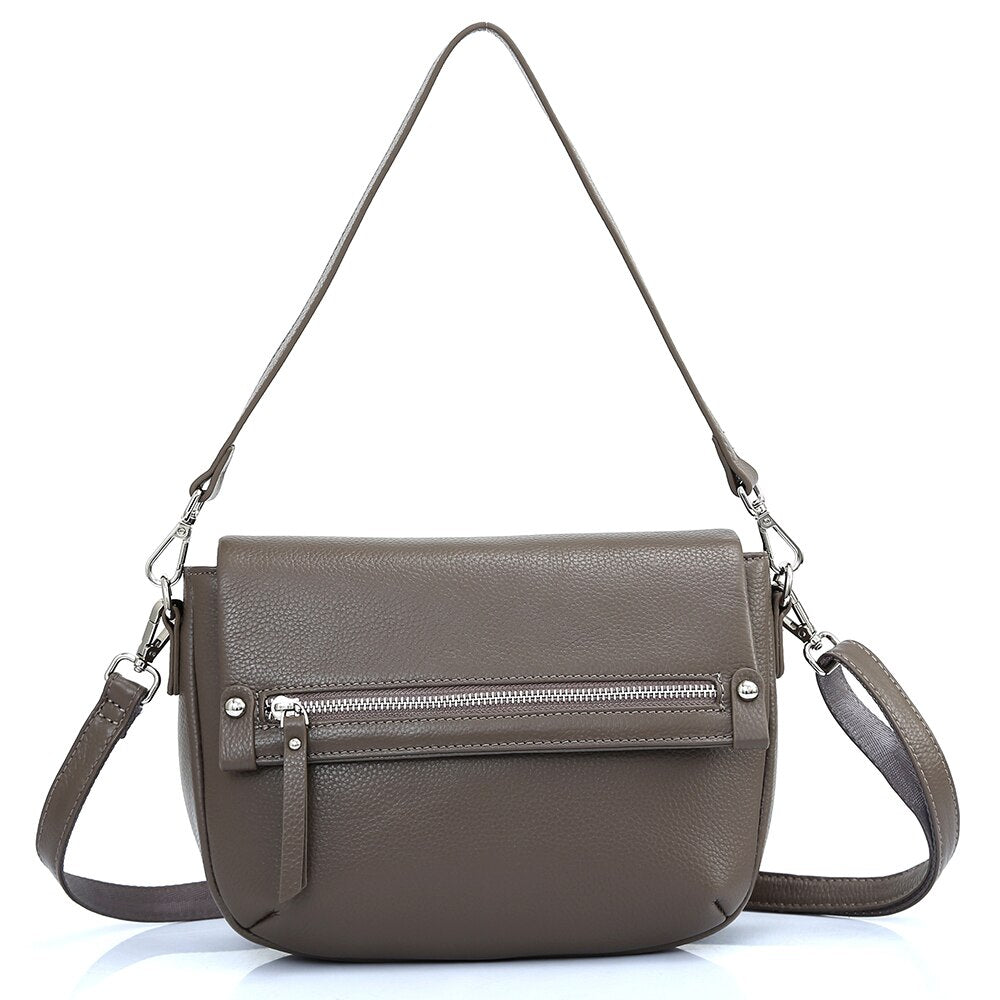 Zency Genuine Leather Shoulder Bag For Women Simple Vintage Casual Crossbody Small Handbag Classic Lady Tote Messenger Bag