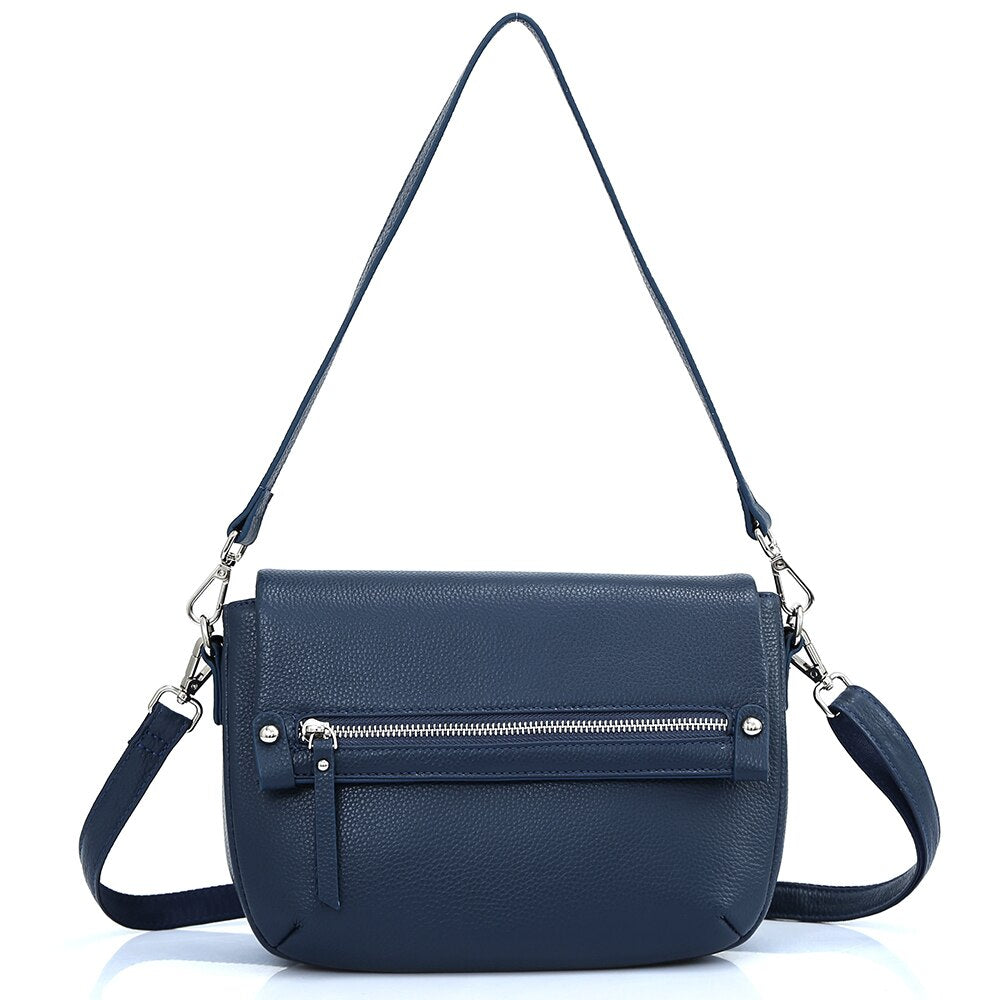 Zency Genuine Leather Shoulder Bag For Women Simple Vintage Casual Crossbody Small Handbag Classic Lady Tote Messenger Bag