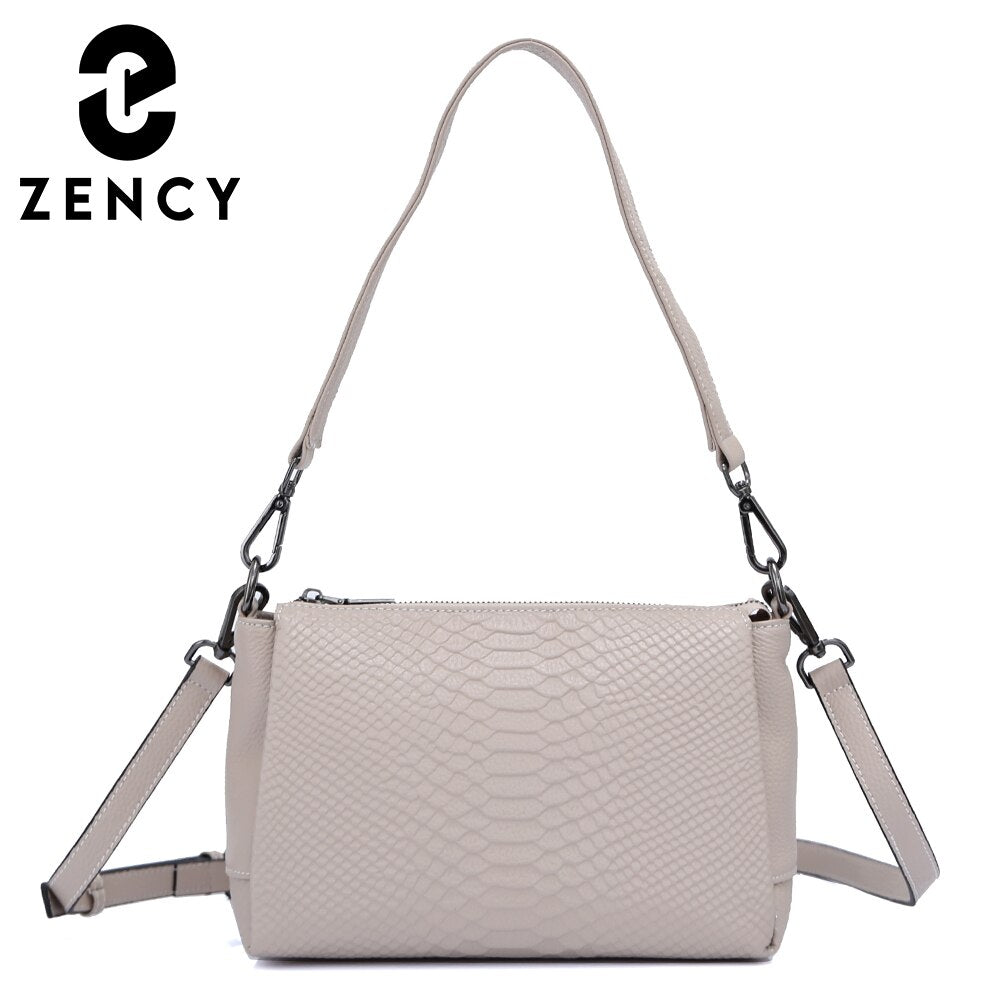 Zency Genuine Leather Summer Women's Shoulder Bag Casual Simple Crossbody Handbag Lady Alligator Small Vintage Top-handle Bags