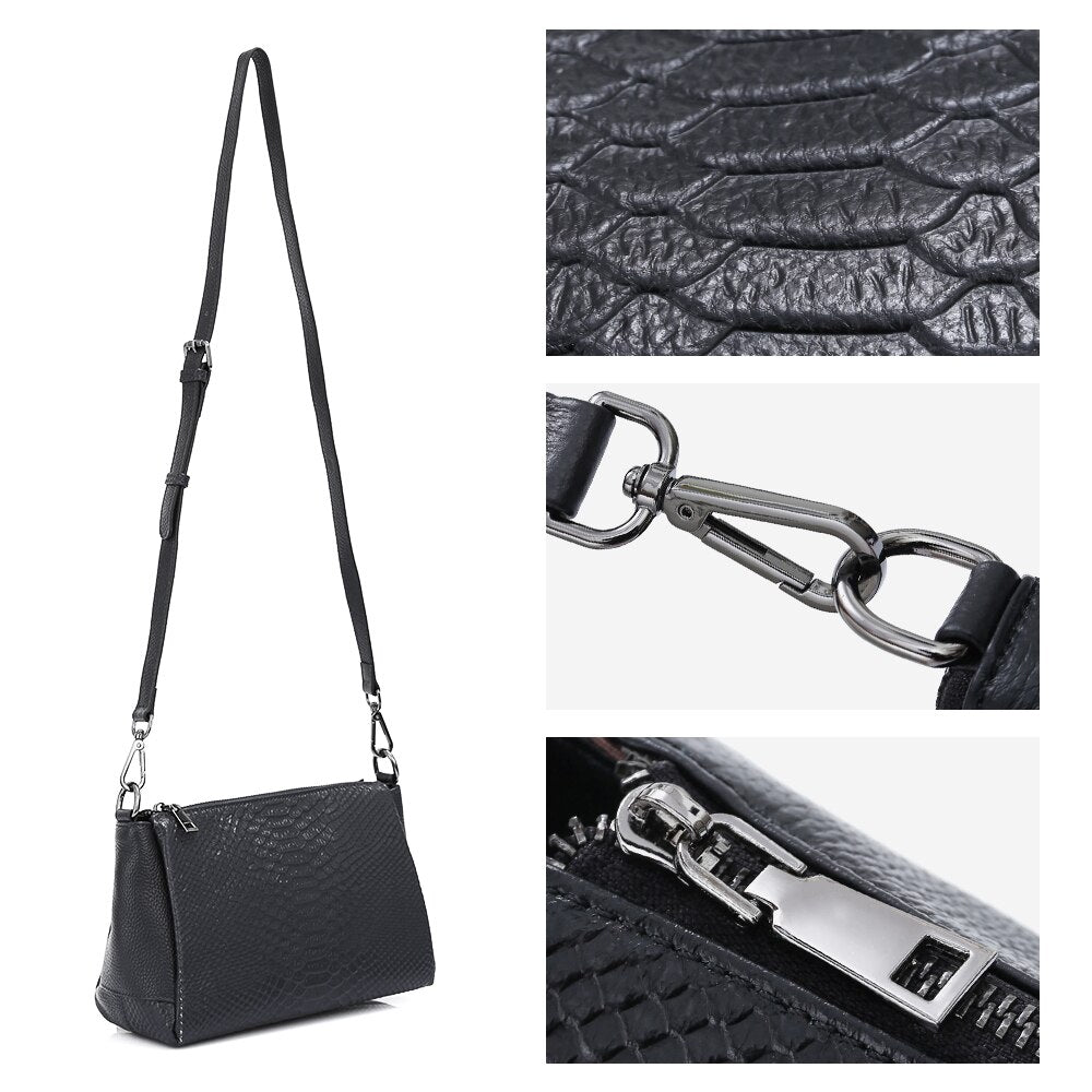 Zency Genuine Leather Summer Women's Shoulder Bag Casual Simple Crossbody Handbag Lady Alligator Small Vintage Top-handle Bags