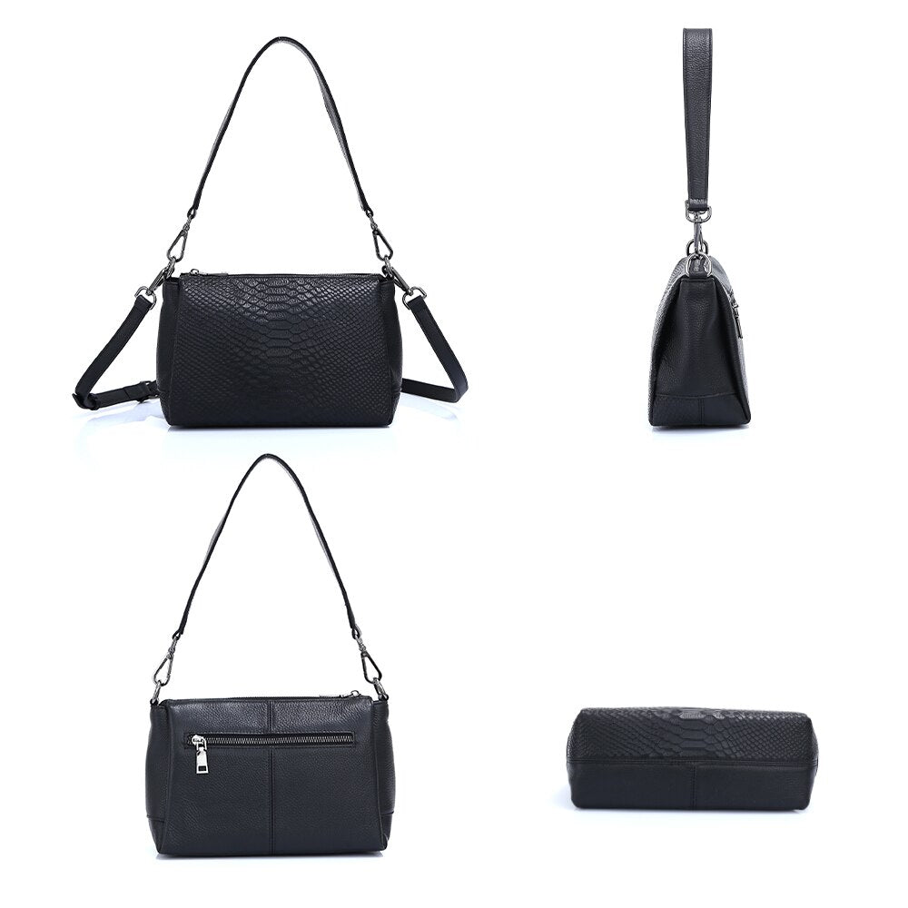Zency Genuine Leather Summer Women's Shoulder Bag Casual Simple Crossbody Handbag Lady Alligator Small Vintage Top-handle Bags