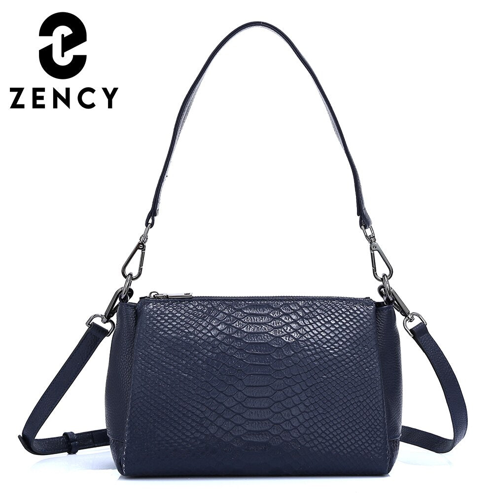 Zency Genuine Leather Summer Women's Shoulder Bag Casual Simple Crossbody Handbag Lady Alligator Small Vintage Top-handle Bags