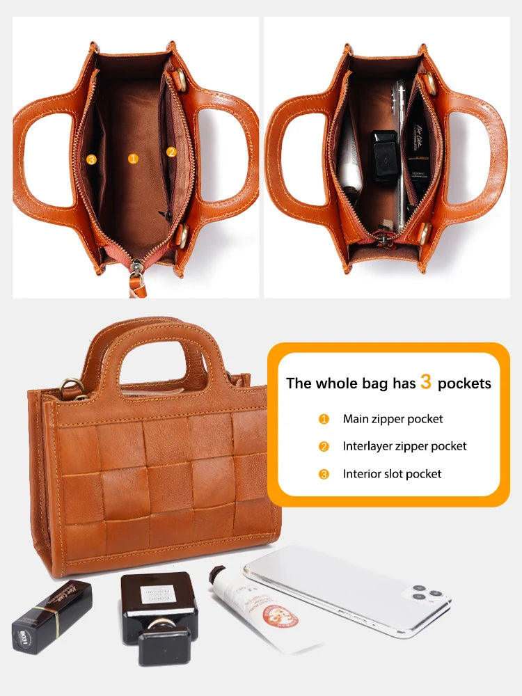 Zency Genuine Leather Women Shoulder Bag Small Designer Handbag