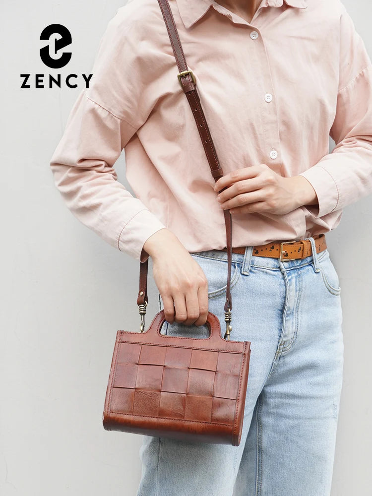 Zency Genuine Leather Women Shoulder Bag Small Designer Handbag