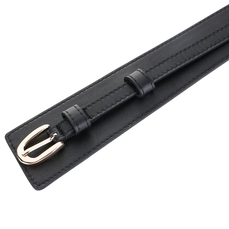 Zency Genuine Leather Women's Waist Belt Wide Female Buckle Waistband