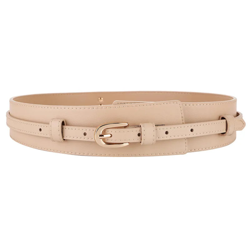 Zency Genuine Leather Women's Waist Belt Wide Female Buckle Waistband