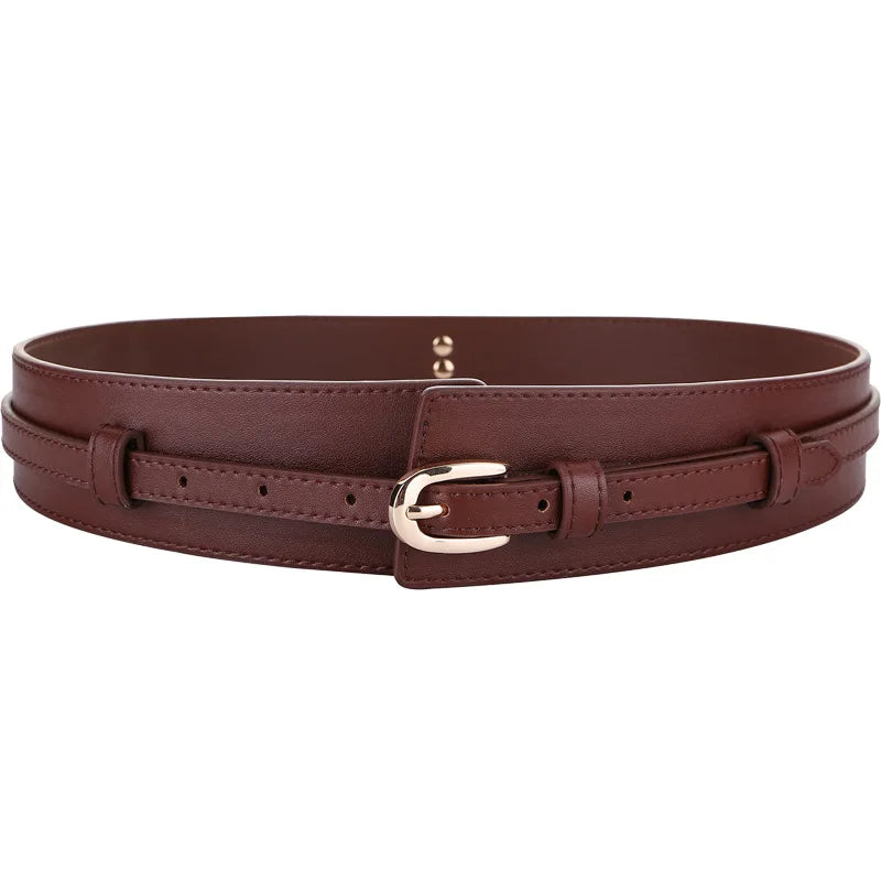 Zency Genuine Leather Women's Waist Belt Wide Female Buckle Waistband
