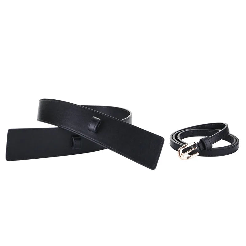 Zency Genuine Leather Women's Waist Belt Wide Female Buckle Waistband