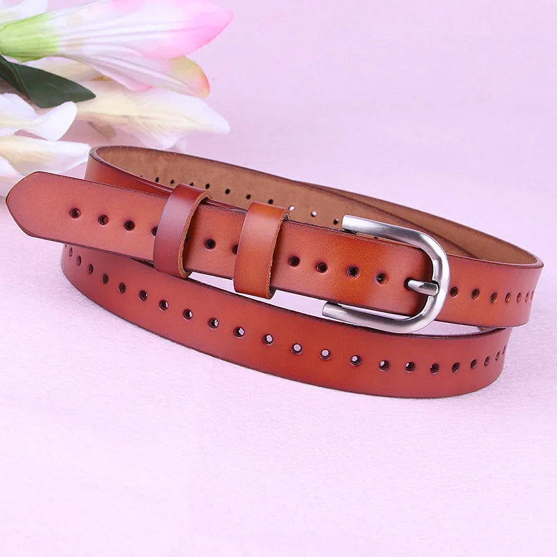 Zency Hollow Out Fashion Decorative Women's Belt 100% Leather