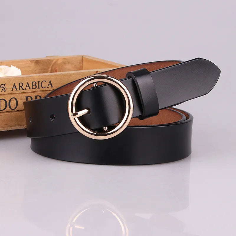 Luxury Brand 100% Genuine Leather Women Belts Round Pin Buckle Waist Belt For Jeans