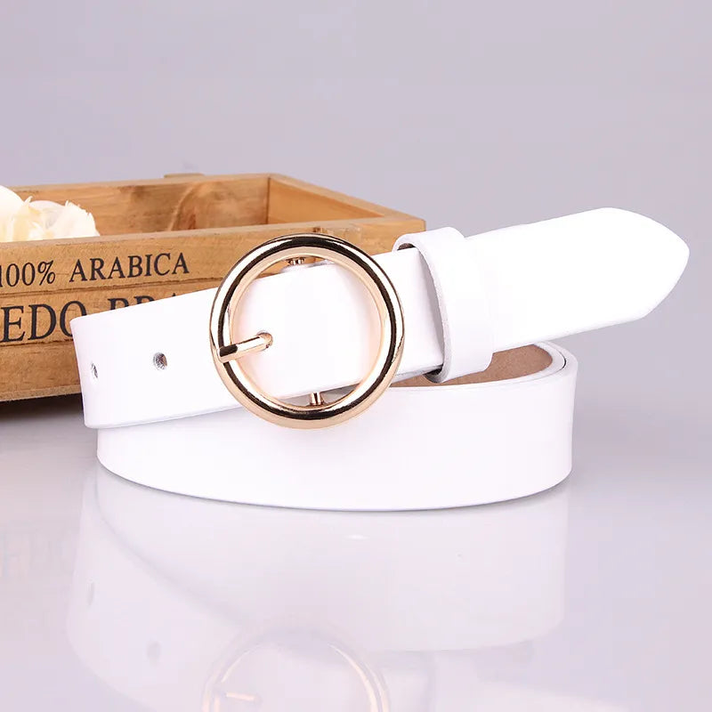 Luxury Brand 100% Genuine Leather Women Belts Round Pin Buckle Waist Belt For Jeans