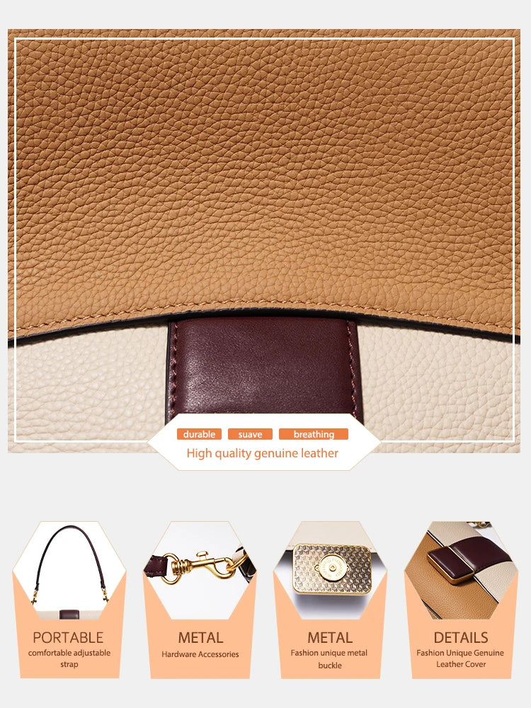 Zency Luxury Designer Cowhide Leather Women Shoulder Bag