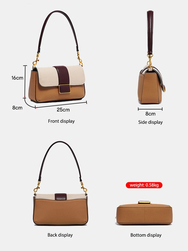 Zency Luxury Designer Cowhide Leather Women Shoulder Bag