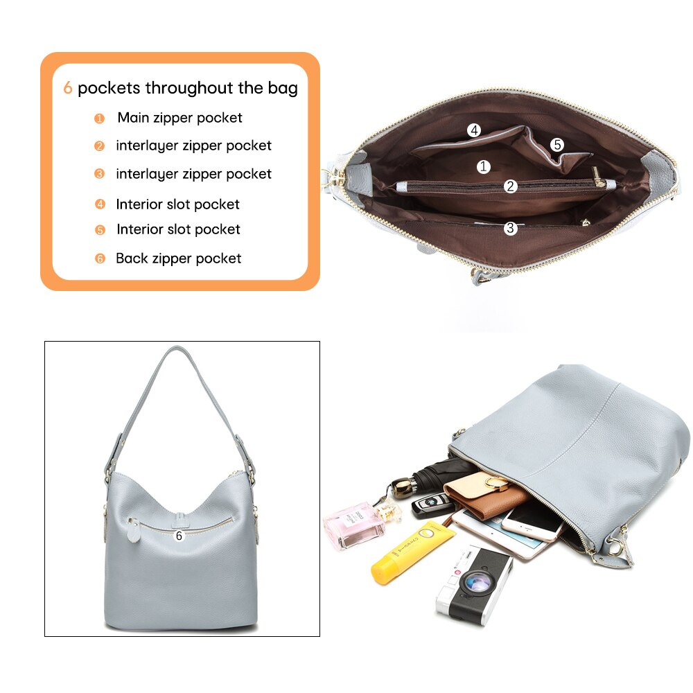 Zency New Fashion Women Shoulder Bag Metal Tassel 100% Genuine Leather Lady Crossbody Messenger Elegant Gift Handbag Black White