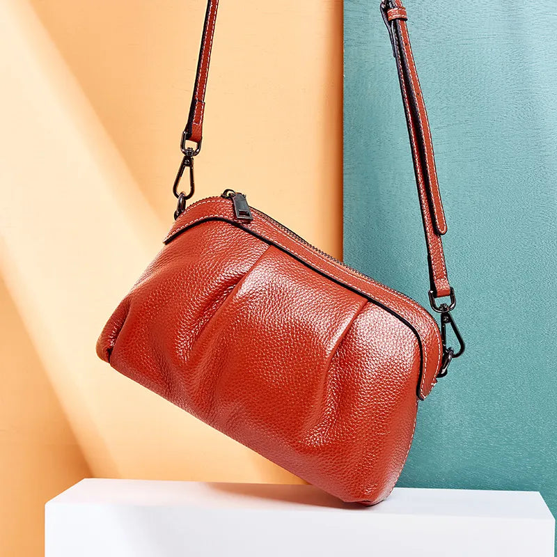 Women Messenger 100% Leather Small Hobos Bags Daily Casual Shoulder Bag