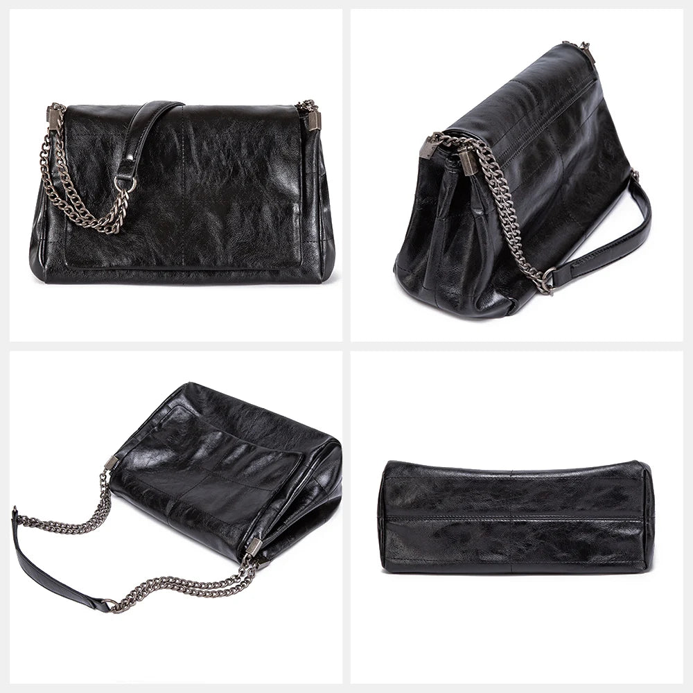 Zency Noble Temperament Small Chain Flap Bag Women Shoulder Bag Soft Leather