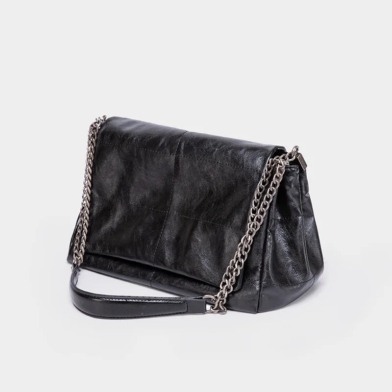 Zency Noble Temperament Small Chain Flap Bag Women Shoulder Bag Soft Leather