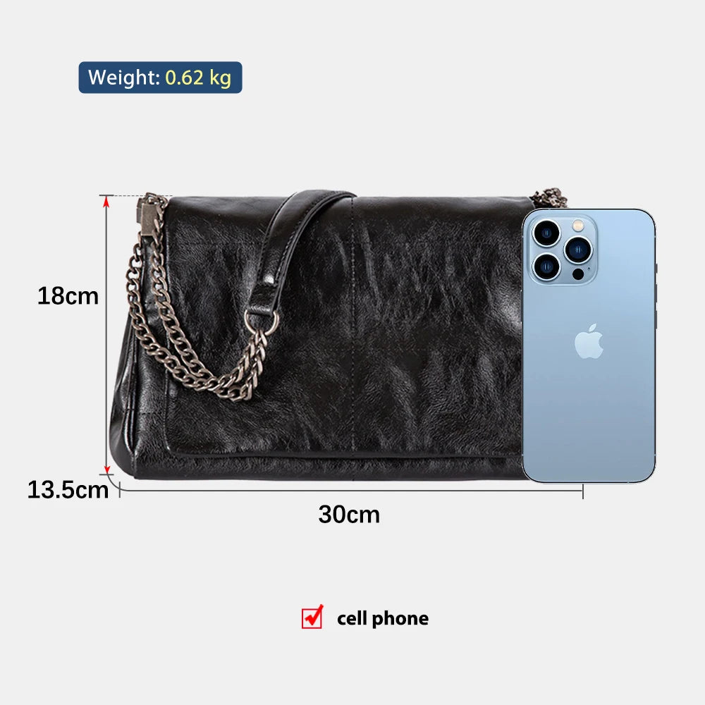 Zency Noble Temperament Small Chain Flap Bag Women Shoulder Bag Soft Leather