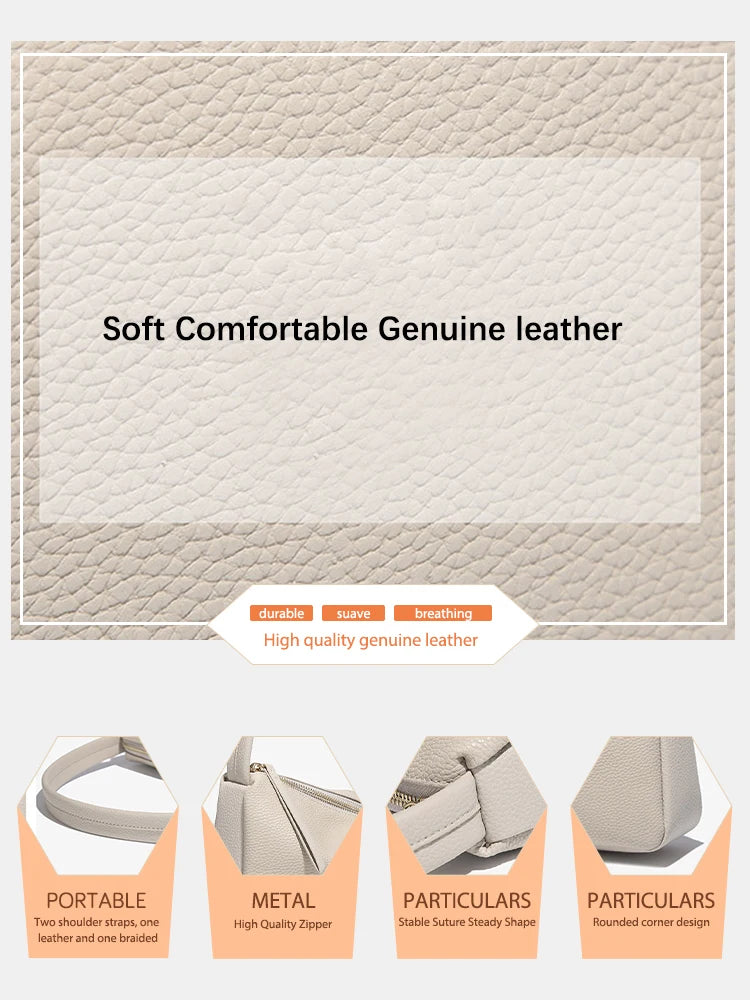 Zency Retro Elegant Genuine Leather Top-handle Bag For Women