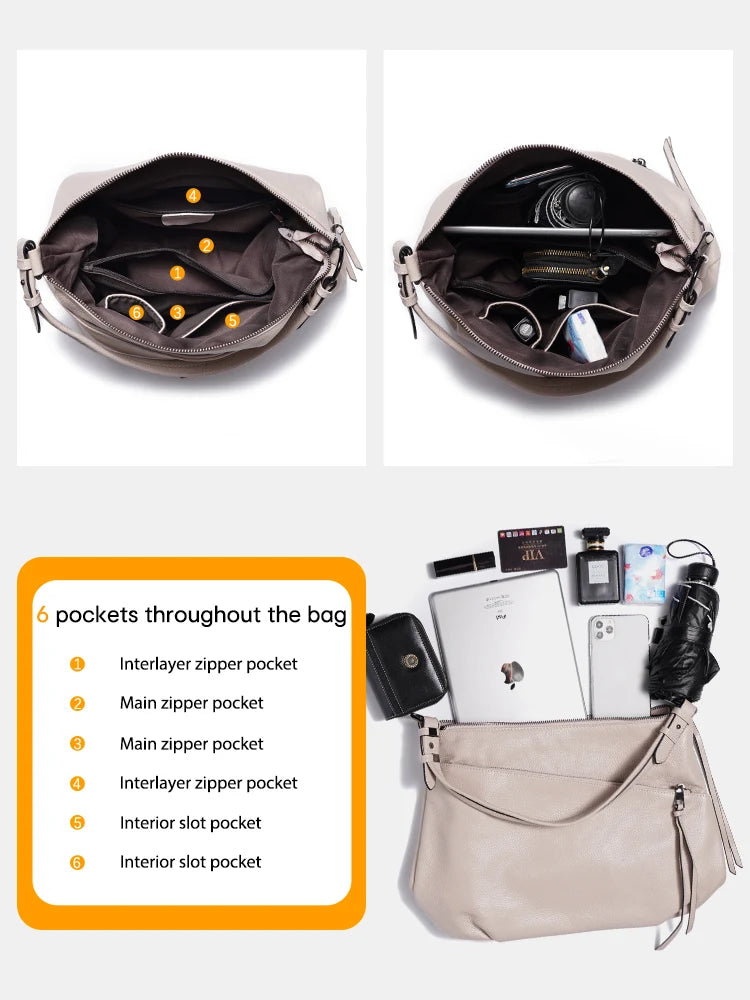 Zency Women Genuine Leather Hobo Bag