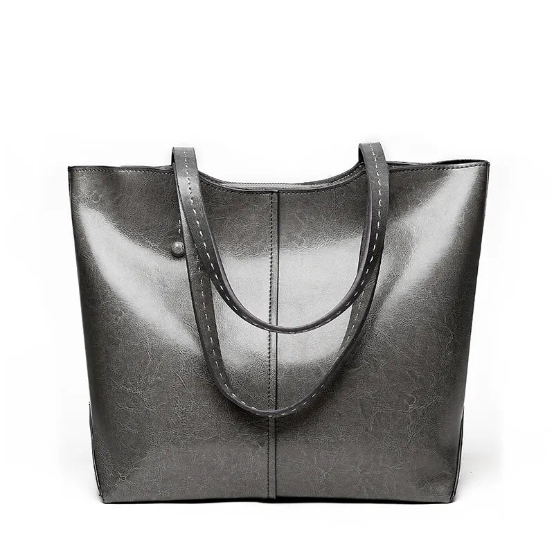 Zency Leather Women Shoulder Bag Retro Brown Tote Large Capacity