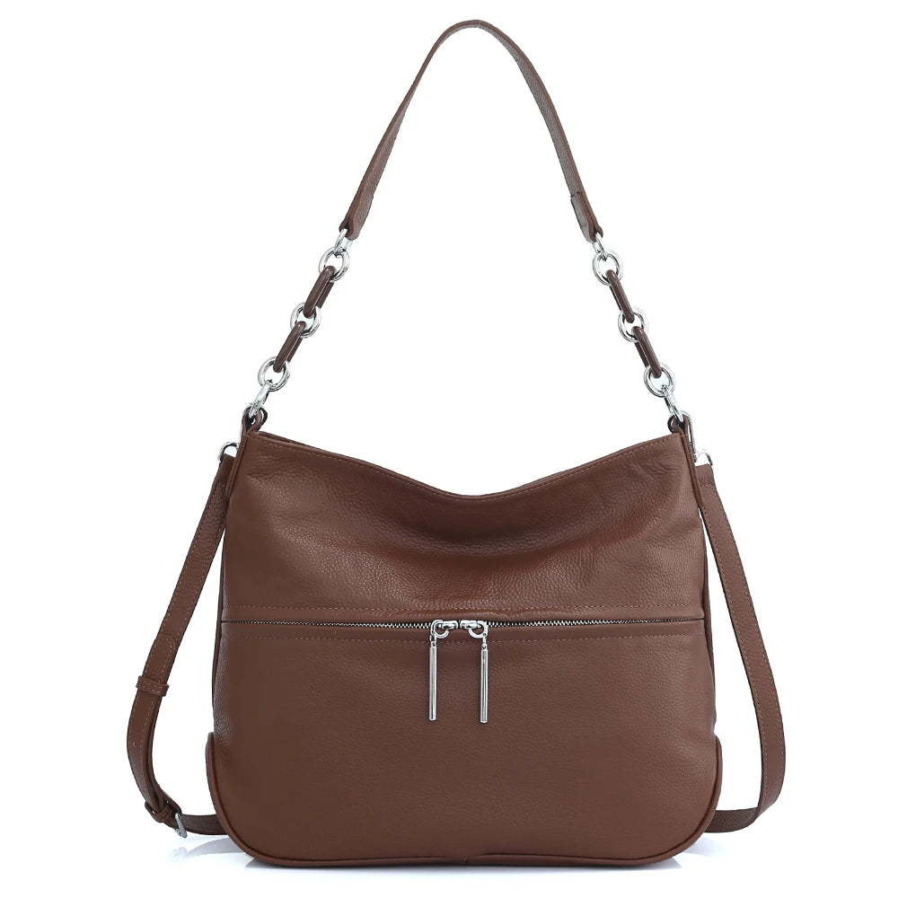 Zency Soft Cowhide Leather Winter Women's Shoulder Bag Casual Commuter