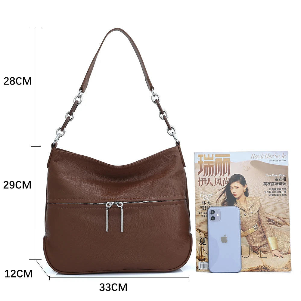Zency Soft Cowhide Leather Winter Women's Shoulder Bag Casual Commuter