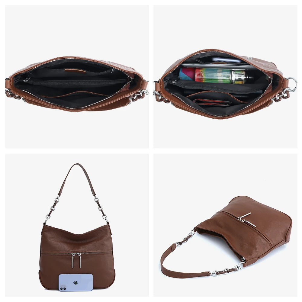 Zency Soft Cowhide Leather Winter Women's Shoulder Bag Casual Commuter