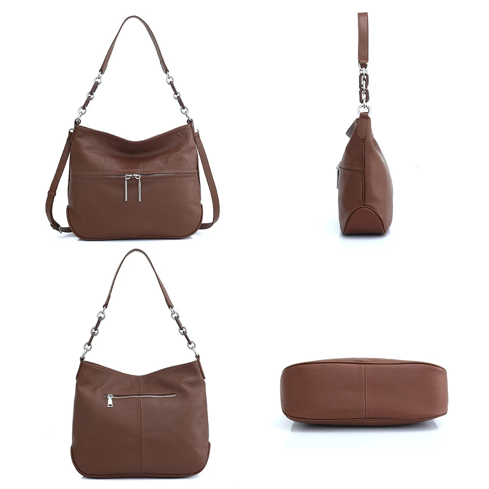 Zency Soft Cowhide Leather Winter Women's Shoulder Bag Casual Commuter