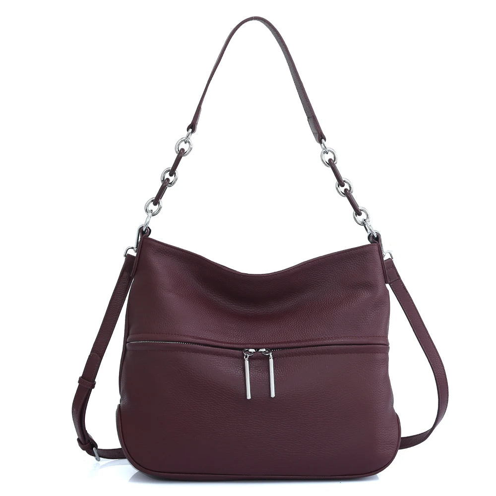 Zency Soft Cowhide Leather Winter Women's Shoulder Bag Casual Commuter