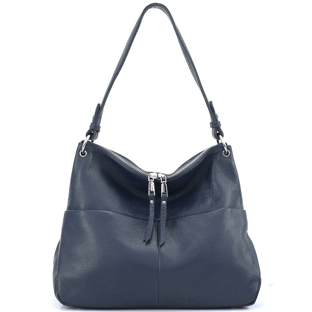 Zency Soft First Layer Cowhide Leather Handbag Large Capacity Classic Shoulder Bags Multi-function Bag