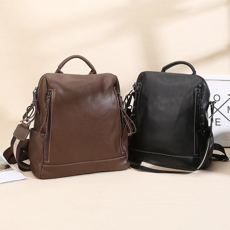 Zency Soft Genuine Leather Splittable Strap Female Rucksack Two Use Ways