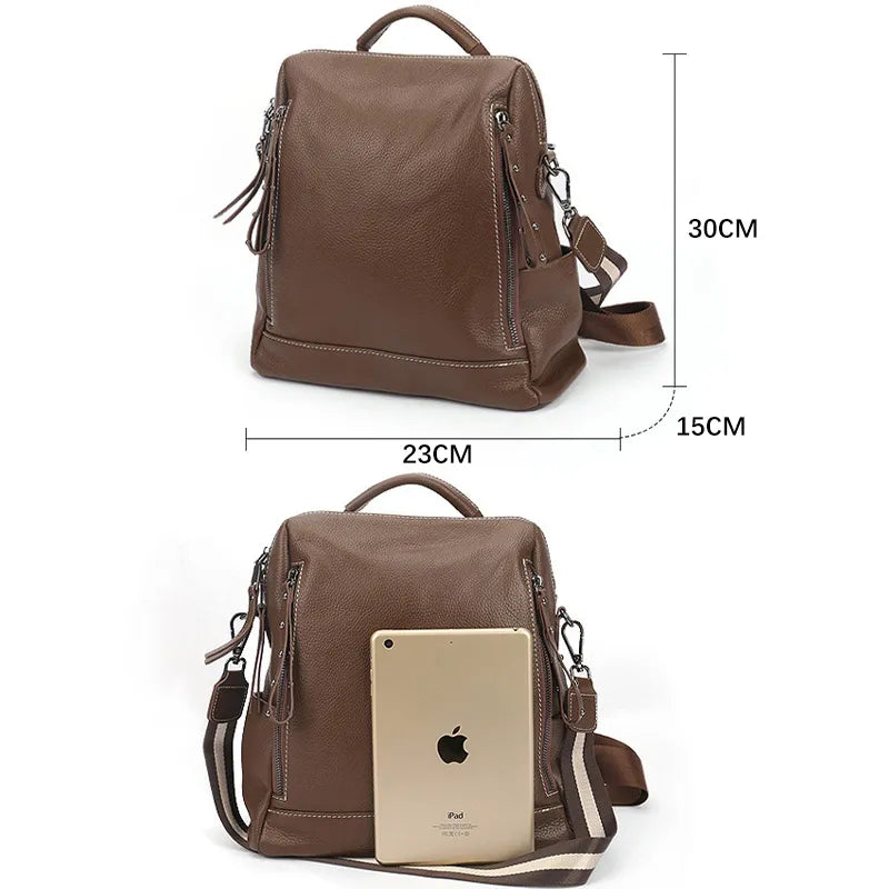 Zency Soft Genuine Leather Splittable Strap Female Rucksack Two Use Ways