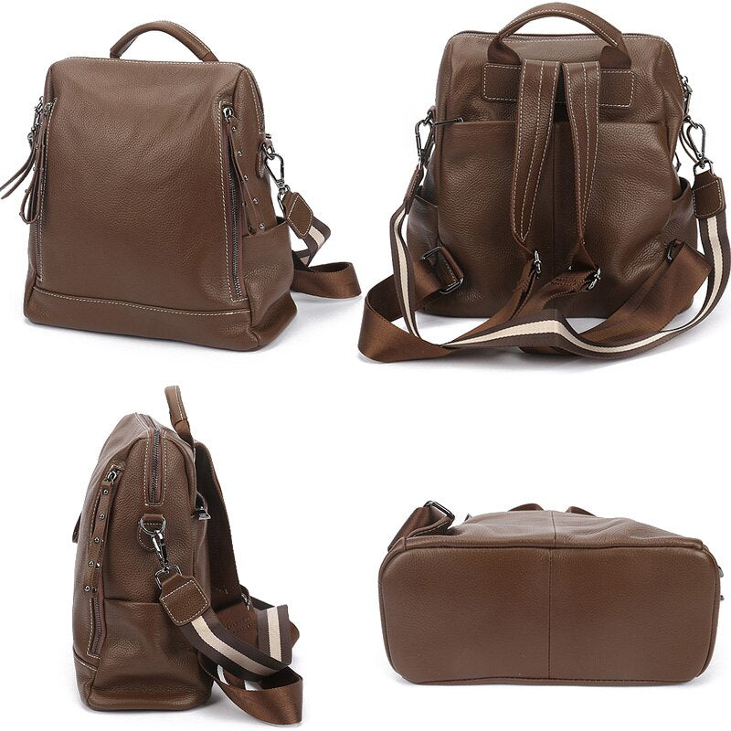 Zency Soft Genuine Leather Splittable Strap Female Rucksack Two Use Ways