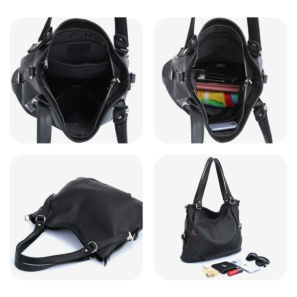 Zency Soft Genuine Leather Bags Women Simple Classic Shoulder Bag Large Commute Soft Taro Pink Hobo Handbag Female Luxury Bag