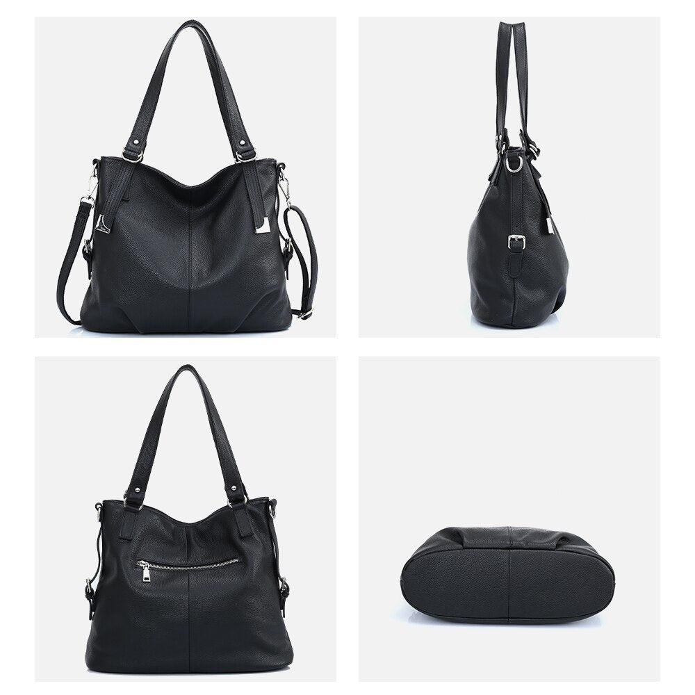 Zency Soft Genuine Leather Bags Women Simple Classic Shoulder Bag Large Commute Soft Taro Pink Hobo Handbag Female Luxury Bag