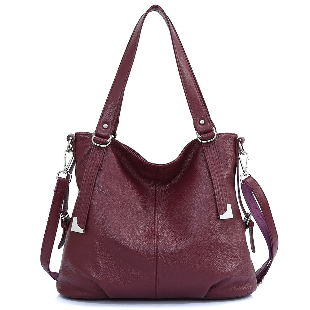 Zency Soft Genuine Leather Bags Women Simple Classic Shoulder Bag Large Commute Soft Taro Pink Hobo Handbag Female Luxury Bag