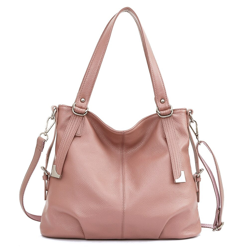 Zency Soft Genuine Leather Bags Women Simple Classic Shoulder Bag Large Commute Soft Taro Pink Hobo Handbag Female Luxury Bag