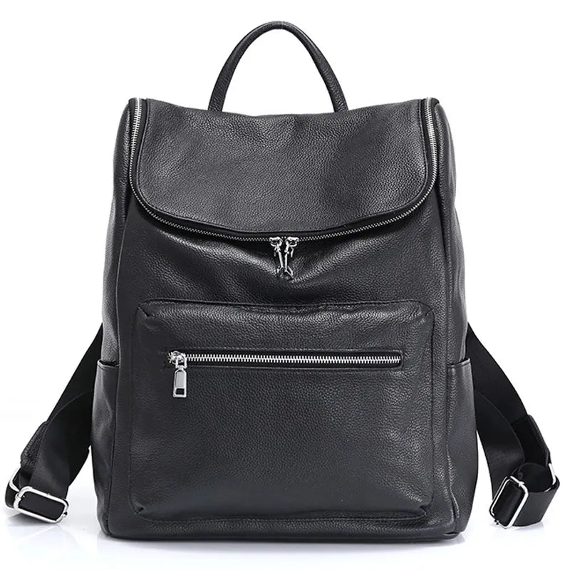 Unisex Backpack 100% Genuine Leather Large Capacity Travel Outdoor Bag