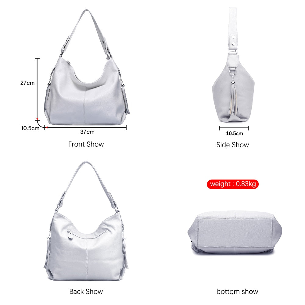 Zency Women Genuine Leather Handbag Casual Shoulder Bag Elegant Hobo Bag For Shopper Bolsa