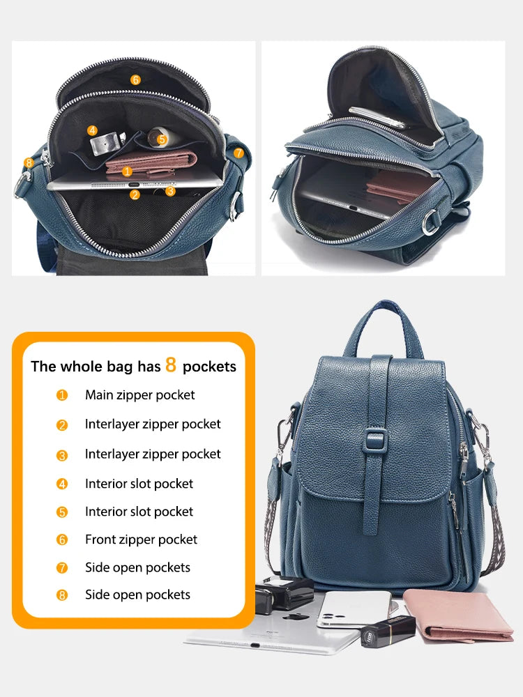 Zency Women Small Backpack 100% Genuine Leather