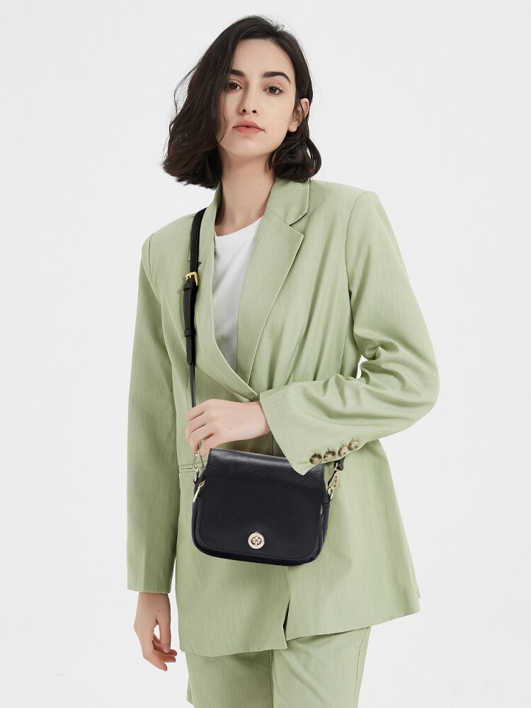 Zency Women Soft Leather Elegant Small Handbags Roomy Crossbody Bag With High Quality Vintage Hardware For Girls Leisure Purses