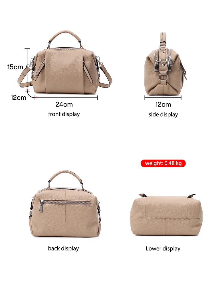 Zency Women's Genuine Leather Bag Simple High Quality Tote Bag Small Vintage Boston Handbag Female Shoulder Bags 2023 Crossbody