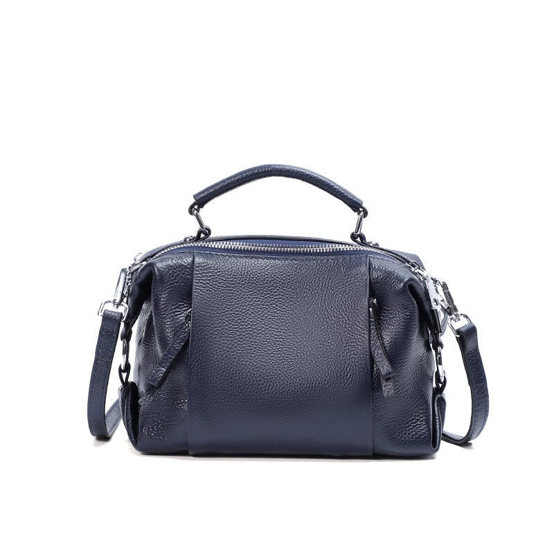 Zency Women's Genuine Leather Bag Simple High Quality Tote Bag Small Vintage Boston Handbag Female Shoulder Bags 2023 Crossbody