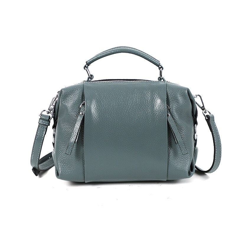 Zency Women's Genuine Leather Bag Simple High Quality Tote Bag Small Vintage Boston Handbag Female Shoulder Bags 2023 Crossbody