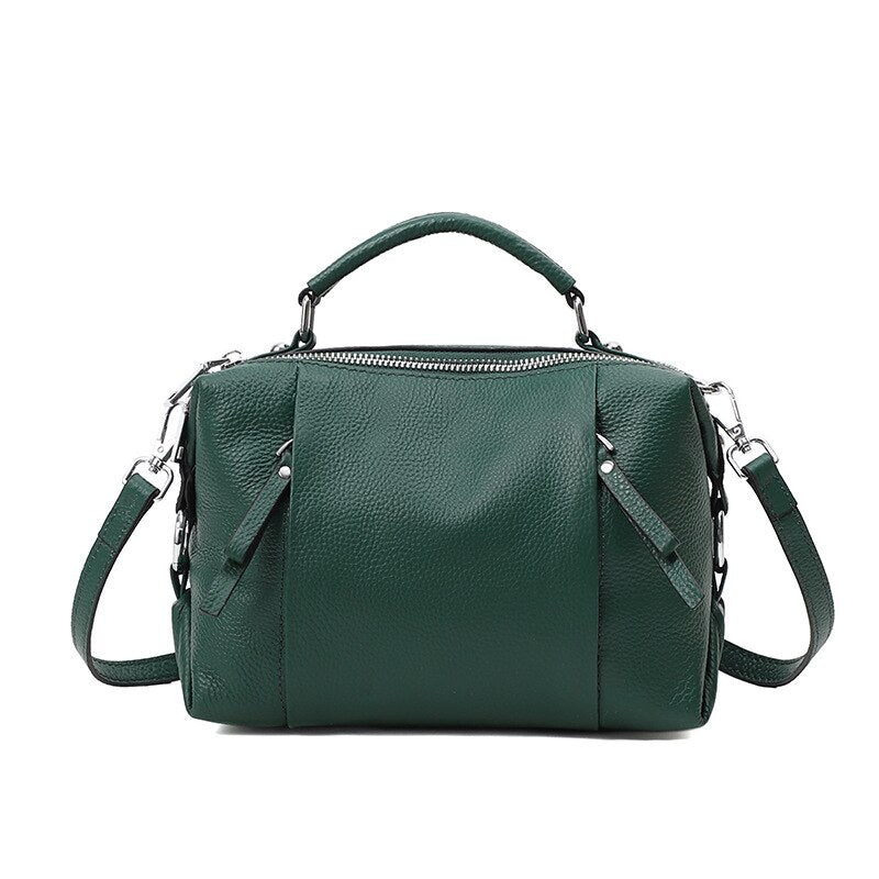 Zency Women's Genuine Leather Bag Simple High Quality Tote Bag Small Vintage Boston Handbag Female Shoulder Bags 2023 Crossbody