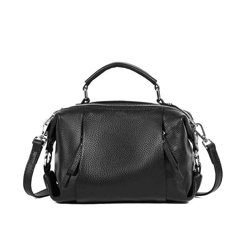 Zency Women's Genuine Leather Bag Simple High Quality Tote Bag Small Vintage Boston Handbag Female Shoulder Bags 2023 Crossbody